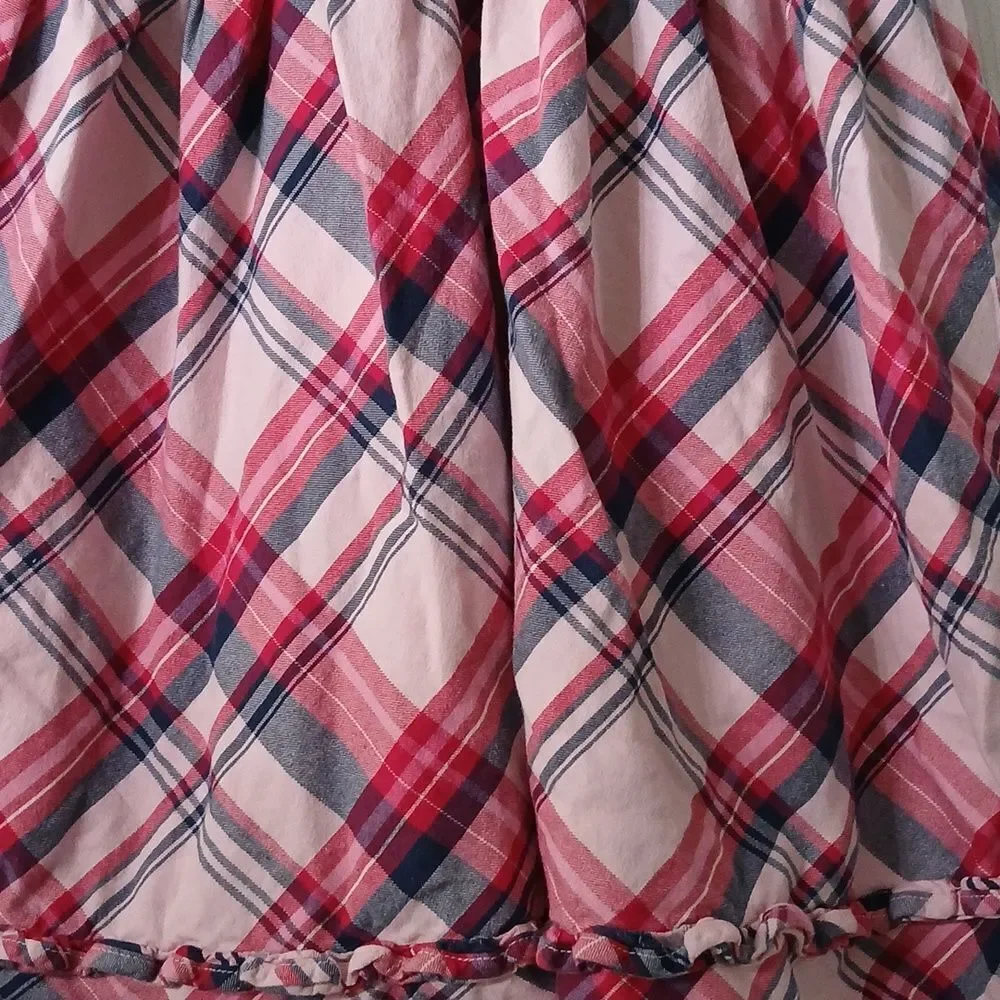 Gymboree pink blue red plaid sleeveless dress Sz 5T EUC